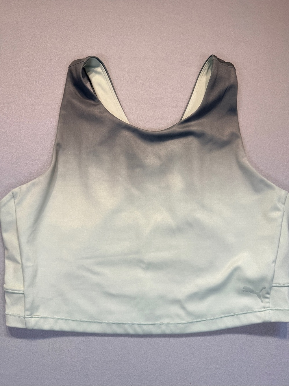 Puma Ombré Racerback Sports Bra - Dark Gray to Light Gray size L